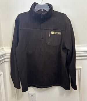 HEYBO Pullover Fleece Pullover Jacket Mens Medium Brown Snap Outdoor